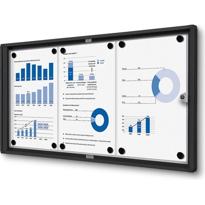Jansen Display Interiérová vitrína Economy 3 x A4 - plechová zadná stena 711 x 350 mm