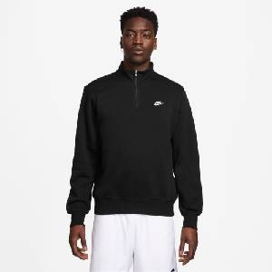 Nike Поларена блуза Nike Mens Club 1/2 Zip Cotton Fleece Top - Black/White