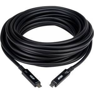 ATEN Активен оптичен кабел ATEN Ultra HD USB 3.2 Gen 2 USB-C - USB-C, 60 W, PD, 4K 60 Hz, 10 м, черен UE3410F-AT (UE3410F-AT)