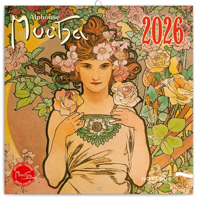 Nástěnný poznámkový NOTIQUE Alfons Mucha 30 x 30 cm 2026