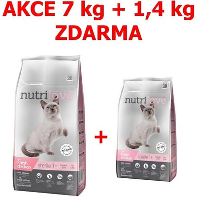 Nutrilove kočka STERILE fm kuřecí 7 kg