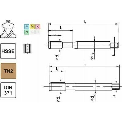 Fanar Závit UNC č. 8-32 DIN-371B (2B) HSSE TIN 800X