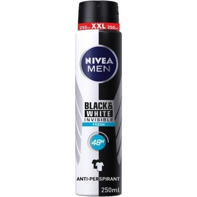 Nivea Men Black & White Invisible Fresh Дезодорант спрей против изпотяване за мъже 250 мл