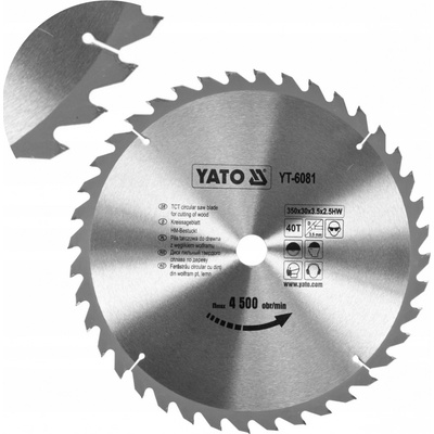 Yato pilový kotouč 350x30mm 40 zubů na dřevo YT-6081