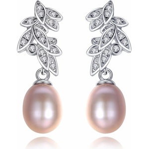 Silenti Jewelry Сребърни обеци "Перлено Листо