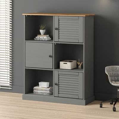 vidaXL Етажерка за книги VIGO сива 90x35x114, 5 см бор масив (353183)