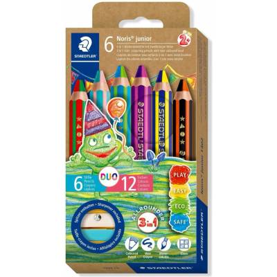 Staedtler Noris junior 140 12 barev 3v1 šestihranné dvoubarevné sada barevné pastelky 1402C6 TS1402C6