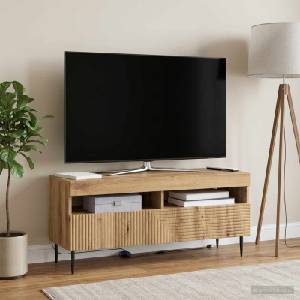 vidaXL LED телевизионен кабинет HAARLEM 100 x 35 x 43 см Дъб артизан (896994)