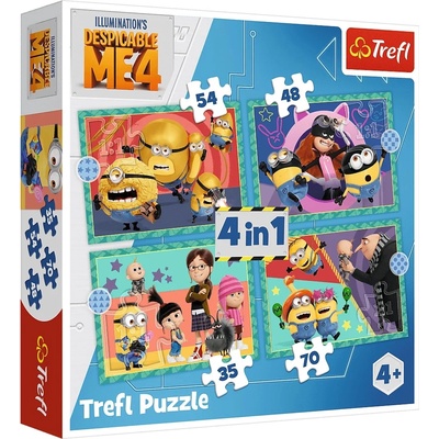 Trefl Детски пъзел Trefl 4 в 1 - Луди миньони (34648)