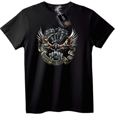 NOONEBRAND Тениска мотоциклет крила - 2XL, Black