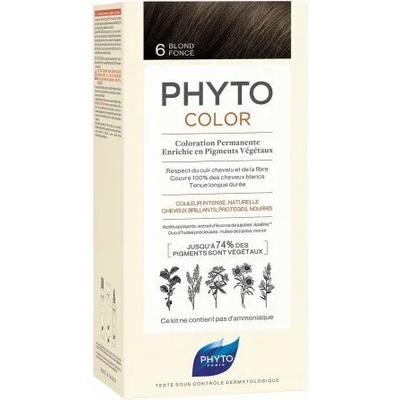 PHYTO Безамонячна боя за коса 6 Тъмно Русо , Phyto Phytocolor Coloration Permanente 6 Dark Blond 50ml
