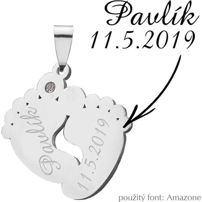 Šperky4U Ocelový přívěšek stopy s kamínkem DR1296
