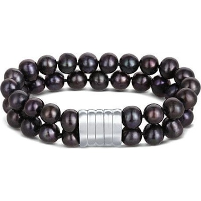 JwL Luxury pearls dvojitý z pravých černých perel JL0599