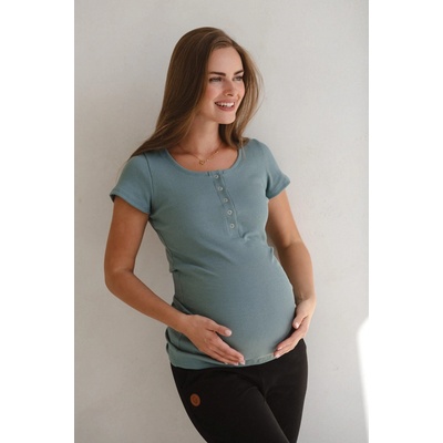Tehotenské tričko na dojčenie kr.rukáv Tummy Ocean Green