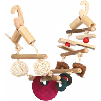 TRIXIE Suspension Bridge - Висящ мост с дървена кука и въже от бамбук, кокос и сизал, 45 см