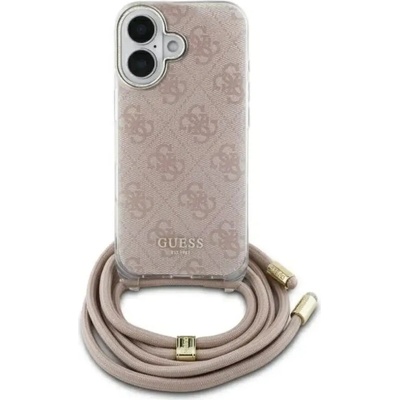 GUESS Калъф Guess Crossbody Cord 4G Print iPhone 16 - розов (3666339344375)