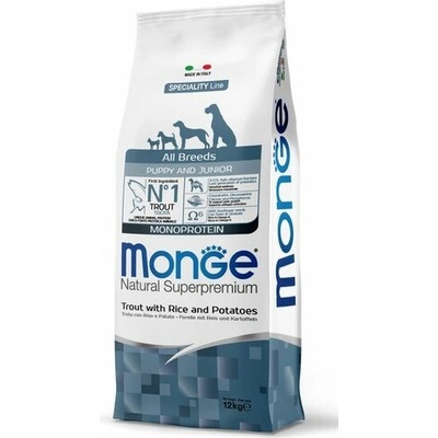 Monge Natural Superpremium All Breeds Puppy pstruh ryža zemiaky 12 kg