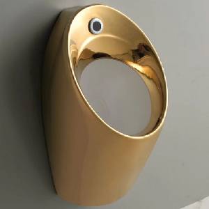 Inter Ceramic Писоар със скрито захранване Inter Ceramic и електронно задвижване, лъскаво злато (3432GOLD)