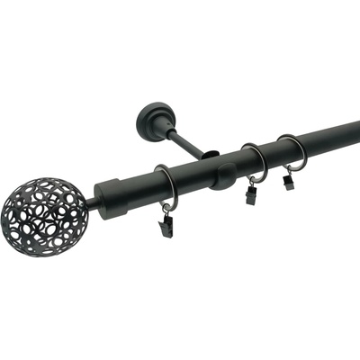 KovovégarnýžeCZ Huglo elegance 25 mm Dvouřadá Kroužky s žabkou černá matná 320 cm
