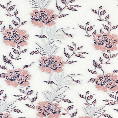 Kostýmovka bílá, květinový raport, š.140