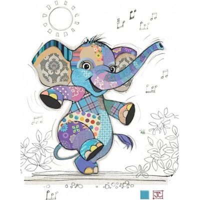 Přání Bug Art A6, patchwork - Veselý slon