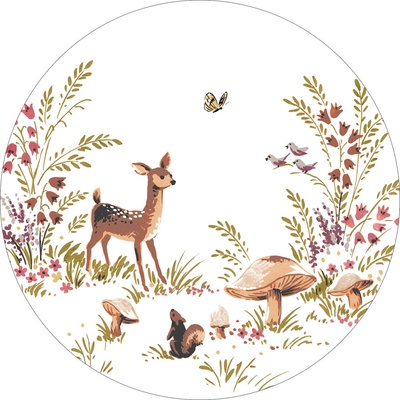 Esta Home 159074 Vliesová obrazová tapeta na zeď Forest Friends průměr 70 cm