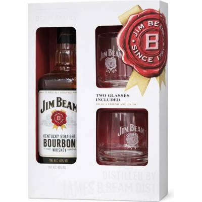 Jim Beam White 40% 0,7 l (dárkové balení 2 sklenice)
