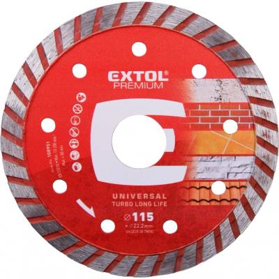 Kotouč diamantový řezný, turbo Long Life - suché i mokré řezání, 115x22,2x2,3mm EXTOL PREMIUM