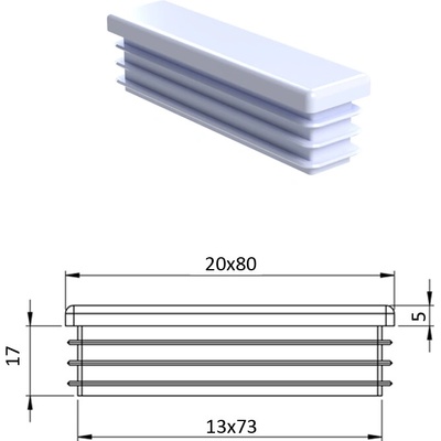 Krytka plastová 20 x 80 mm