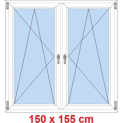 Soft Dvoukřídlé plastové okno 150x155 cm OS+OS se sloupkem Bílá