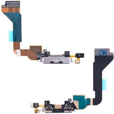 AppleMix Flex kábel s napájacím a dátovým konektorom + SMD mikrofón pre Apple iPhone 4 - čierny - kvalita A+