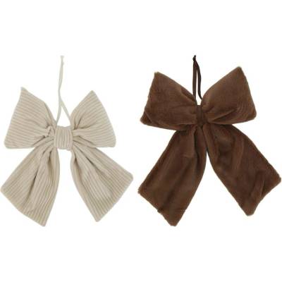 Chic Antique Sada 2ks textilní závěsné mašle Chic – béžová & mocca - 22*26/ 28*36 cm - Chic Antique