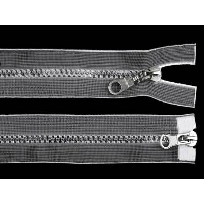 Stoklasa Zip kostěný No 5 dělitelný 2 jezdce / dvoucestný 90 cm transparentní Balení: 1 ks, Varianta: transparent stříbrná transparent stříbrná
