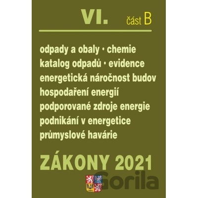 Zákony VIB/2021 Odpady a obaly - Ukončená životnost, Energetická náročnost budov, Hospodaření energií, Podporované zdroje energií, Průmyslové havárie, Chemické látky - neuveden