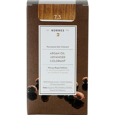 Korres Argan Oil farba na vlasy s arganovým olejom 7.3 Golden / Honey Blonde