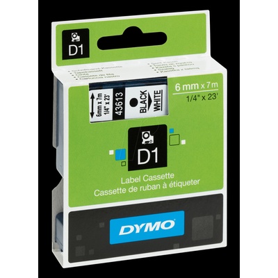 Dymo D1 43613, S0720780, 6mm x 7m čierna tlač / biely podklad, originálna páska