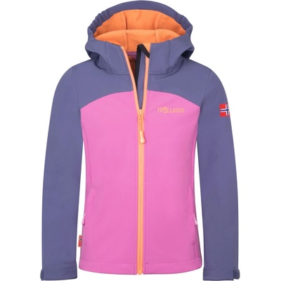 TROLLKIDS Детско софтшел яке Trollkids Girl's Kristiansand Jacket XT Softshell jacket - Violet Blue / Mallow Pink / Papaya - размер 92 (EU) (703-5391-0311)
