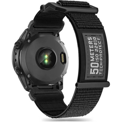 Tech-Protect Scout Watch Strap - изключително здрава текстилна каишка за Garmin Fenix 7X, Fenix 6X Pro, Fenix 6X, Fenix 5X Plus, Fenix 5X, Fenix 3HR, Fenix 3 (черен)