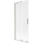 Mexen Velar двукрилен плъзгащ се параван за вана 80 x 150 cm, скреж, четкаван никел - 896-080-000-31-97 (896-080-000-31-97)