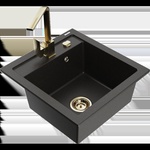 Mexen Vito гранитна кухненска мивка с 1 корито и кухненски смесител Рита, (6503-75-670300-50)