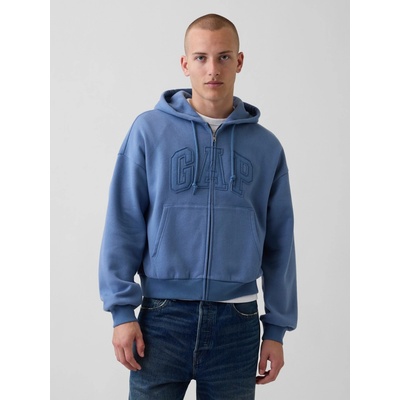 GAP mikina s logom VintageSoft oversize na zips tmavomodrá