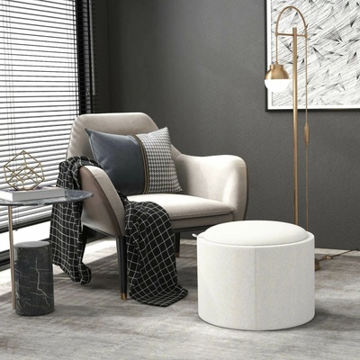 HOMCOM Kulatý otoman Ø56 x 42 cm | krémový
