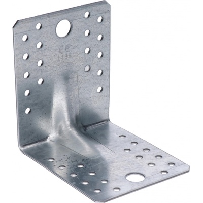 úhelník s prolisem 105x105x90mm, 2,0mm, pozink, díry průměr 5mm-36ks, 14mm-2ks