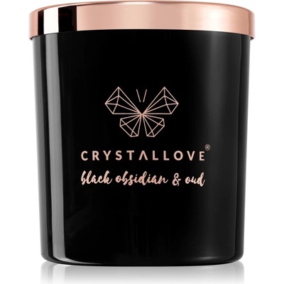 CRYSTALLOVE Crystalized Scented Candle Black Obsidian & Oud ароматна свещ 220 гр