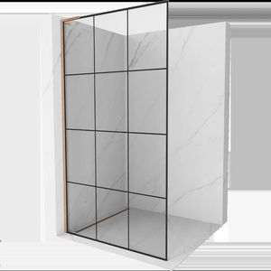 Mexen Kioto L душ стена Walk-in 100 x 200 см, черен решетка, четкана мед - 800-100-103-65-77 (800-100-103-65-77)