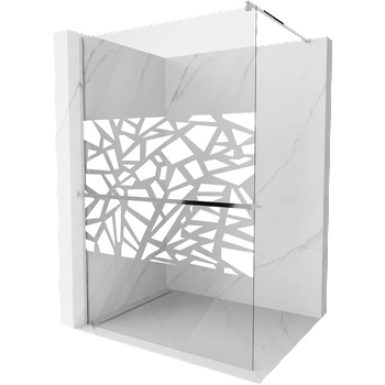 Mexen Kioto+ душ преграда с рафт Walk-in 90 x 200 cm, бял шаблон, хром - 800-090-121-01-85 (800-090-121-01-85)