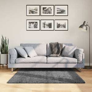 vidaXL Килим OVIEDO с къс косъм, антрацит, 120x120 см (375467)