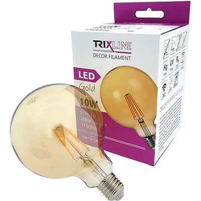 Trixline žiarovka Filament LED E27 10W biela teplá G125 Gold