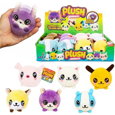 Teddies Míček zvířátko antistresový mačkací plyšový paměťová pěna 10cm 6 druhů 12ks v boxu – Hledejceny.cz