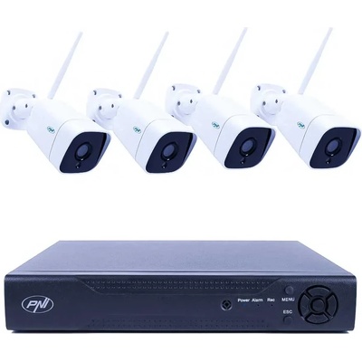 PNI IP716 NVR Комплект с 4 Камери PNI IP55 5MP Wi-Fi и Цветно Нощно Виждане (PNI-IP716-IP55)